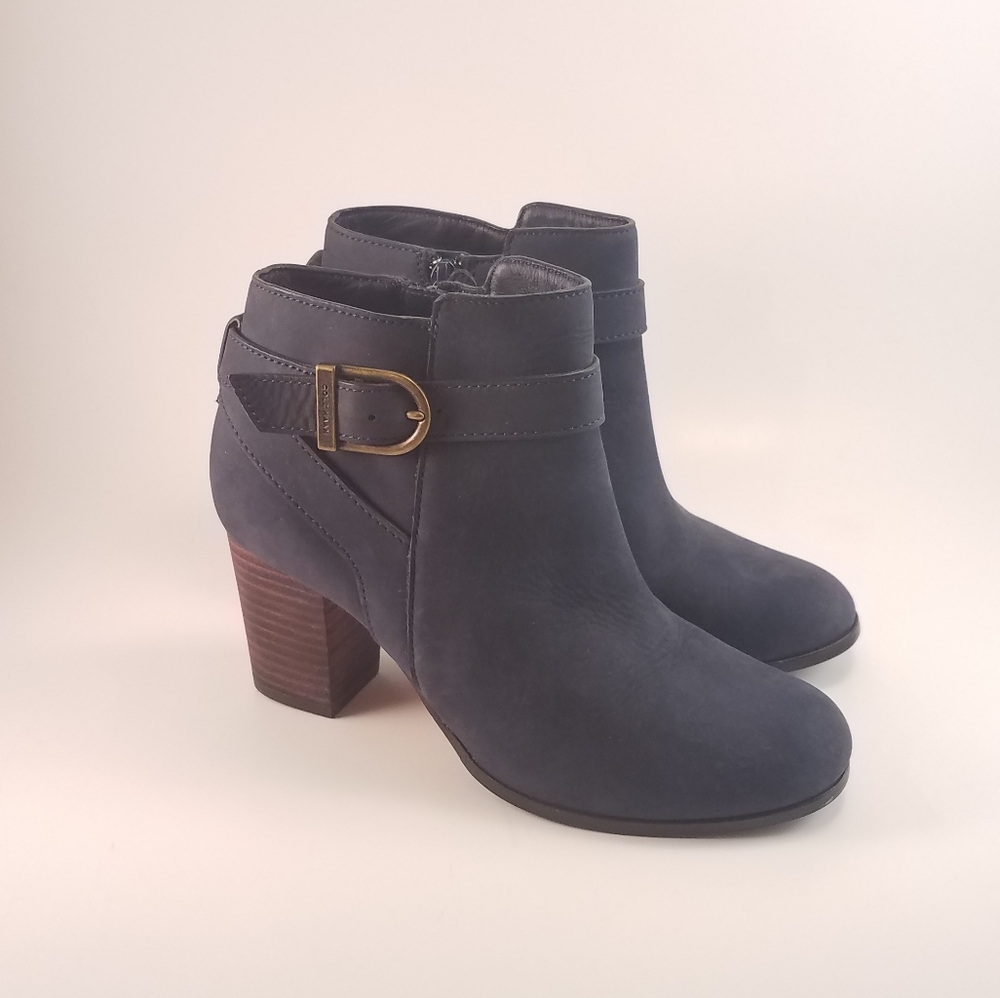 Cole Haan Navy Suede Buckle Ankle Bootie